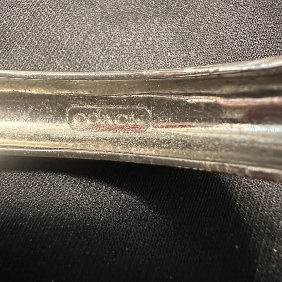 COACH 1/2 INCH HINGED BRACELET- BLACK & SILVER ENAMEL - Picture 6 of 7